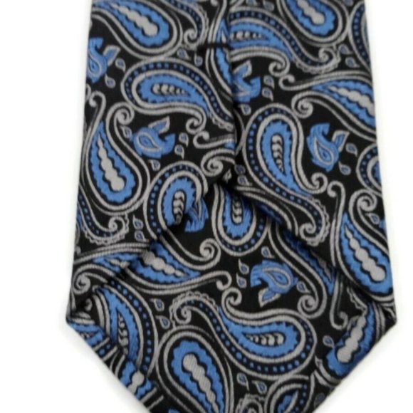 Pronto Uomo  Blue Paisley Silk Tie - Picture 3 of 4